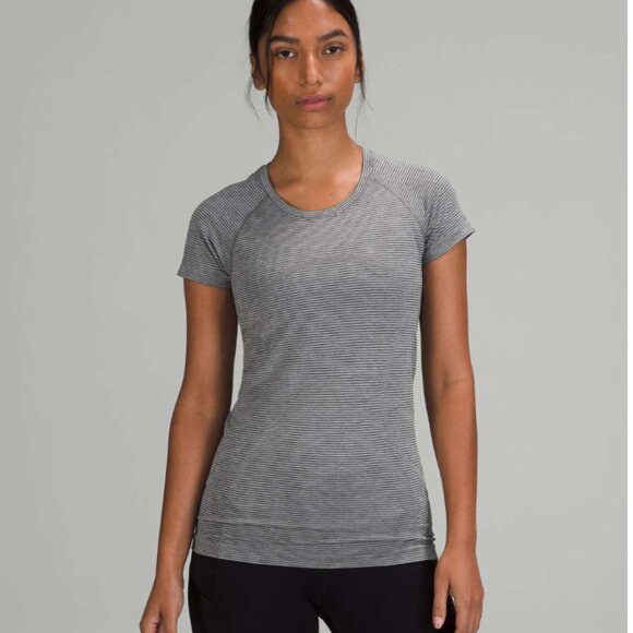 lululemon athletica Tops - Lululemon Swiftly Tech Short Sleeve Shirt 2.0 Tetra Stripe Asphalt Grey / Black